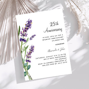 Lavender lila Florale 25. Hochzeitstag Einladung