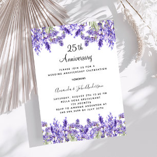 Lavender lila Florale 25. Hochzeitstag Einladung