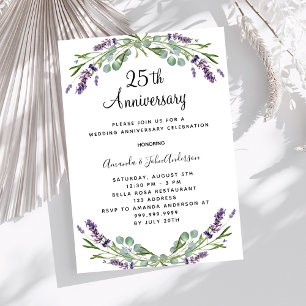 Lavender lila Florale 25. Hochzeitstag Einladung