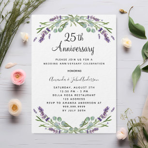Lavender lila Florale 25. Hochzeitstag Einladung