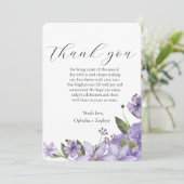 Lavender lila Florale 50. Hochzeit Danke Einladung (Stehend Vorderseite)