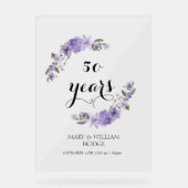 Lavender lila Florale 50. Hochzeitstag Acrylschild (Vorderseite)