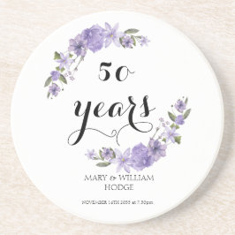 Lavender lila Florale 50. Hochzeitstag Getränkeuntersetzer