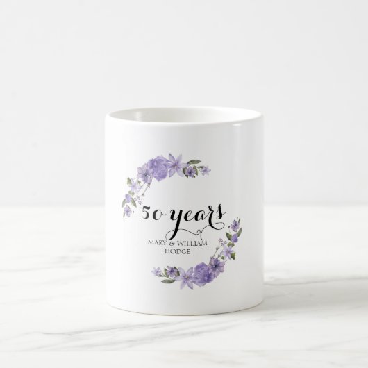 Lavender lila Florale 50. Hochzeitstag Kaffeetasse (Mittel)