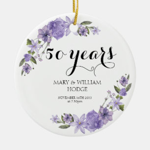 Lavender lila Florale 50. Hochzeitstag Keramik Ornament
