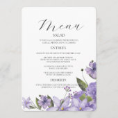 Lavender lila Florale 50. Hochzeitstag Menükarte (Vorderseite)