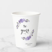 Lavender lila Florale 50. Hochzeitstag Pappbecher (Vorderseite)