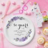 Lavender lila Florale 50. Hochzeitstag Pappteller (Party)