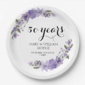 Lavender lila Florale 50. Hochzeitstag Pappteller (Vorderseite)