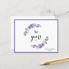Lavender lila Florale 50. Hochzeitstag Postkarte