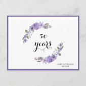 Lavender lila Florale 50. Hochzeitstag Postkarte (Vorderseite)