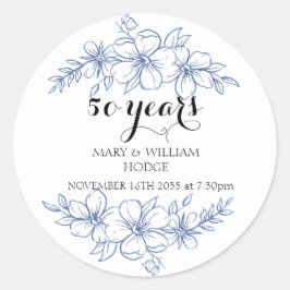Lavender lila Florale 50. Hochzeitstag Runder Aufkleber