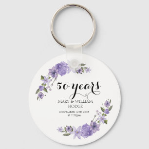 Lavender lila Florale 50. Hochzeitstag Schlüsselanhänger
