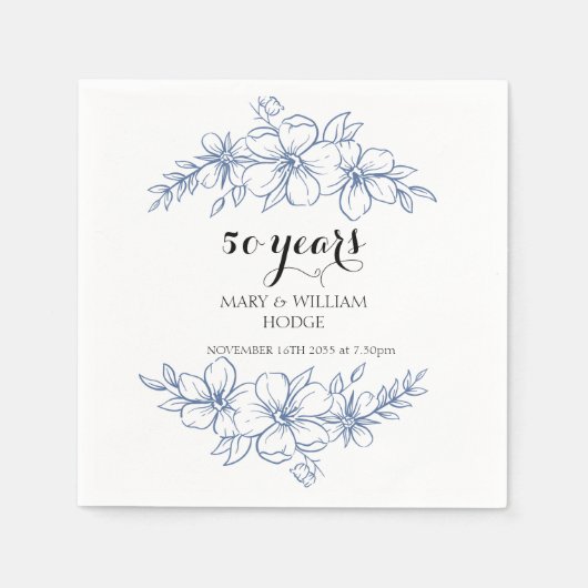 Lavender lila Florale 50. Hochzeitstag Serviette (Vorderseite)