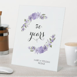 Lavender lila Florale 50. Hochzeitstag Sockelschild