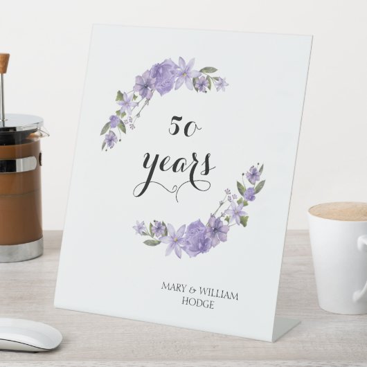 Lavender lila Florale 50. Hochzeitstag Sockelschild (In Situ)