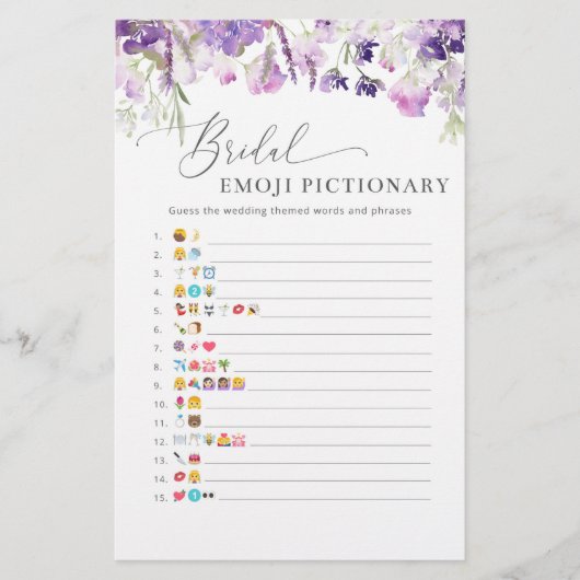 Lavender lila florale Bridal Emoji pikant (Vorderseite)