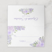 Lavender Lila florale Elegant Wedding Write-In Platzkarte (Außenseite Aufgefaltet)