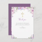 lavender lila florale Taufe danke Karte (Vorne/Hinten)