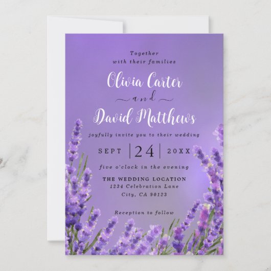 Lavender Lila Florals Hochzeitseinladung Save The Date (Vorderseite)