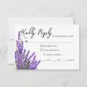 Lavender Lila Florals Wedding RSVP Card Karte (Vorderseite)
