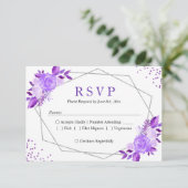 Lavender Lila florgraue Rahmen Wedding RSVP (Stehend Vorderseite)