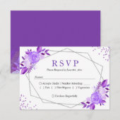 Lavender Lila florgraue Rahmen Wedding RSVP Karte (Vorne/Hinten)