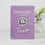 Lavender Lila Florida Passport Save the Date (Stehend Vorderseite)