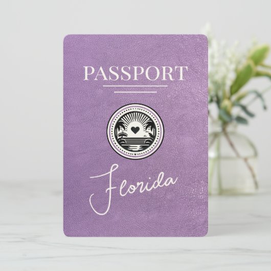 Lavender Lila Florida Passport Save the Date (Stehend Vorderseite)