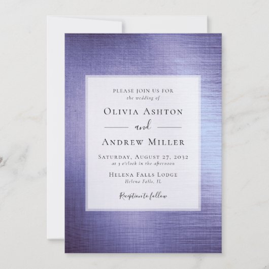 Lavender Lila Foil All in one QR Wedding Einladung (Vorderseite)