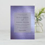 Lavender Lila Foil Brushed Metal Wedding Einladung (Stehend Vorderseite)