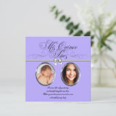 Lavender Lila Foto Quinceanera Einladungen (Stehend Vorderseite)