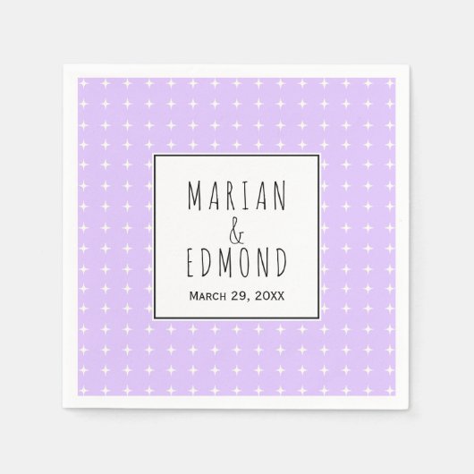 Lavender lila geometrische Typografie Hochzeit Serviette (Vorderseite)
