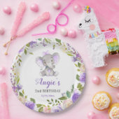 Lavender Lila Girl Elephant Geburtstagsparty Pappteller (Party)