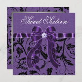 Lavender Lila Glitzer 16 . Geburtstag Geburtstag Einladung (Vorne/Hinten)