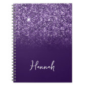 Lavender Lila Glitzer Ombre Script Name Notizblock (Vorderseite)
