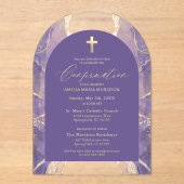 Lavender Lila Gold Agate Confirmation Modern Acryleinladungen (Vorderseite)