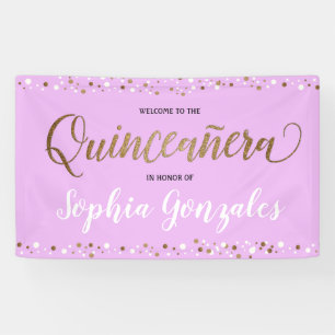 Lavender lila Gold confetti Quinceanera Geburtstag Banner