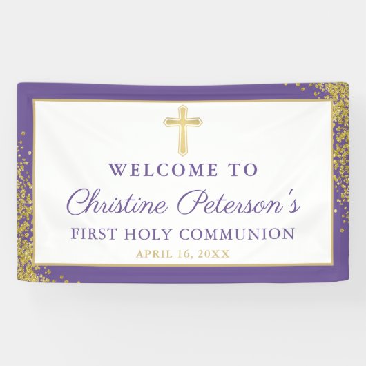 Lavender Lila Gold First Holy Community Banner (Horizontal)