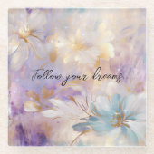 Lavender Lila Gold Glam Floral Wedding Glasuntersetzer (Vorderseite)