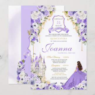 Lavender Lila Gold Königliche Prinzessin Burg Einladung