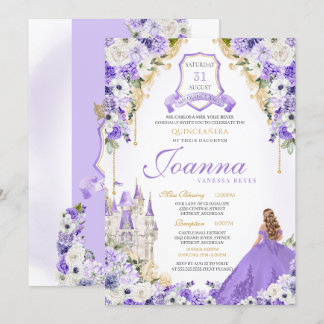 Lavender Lila Gold Königliche Prinzessin Burg Einladung