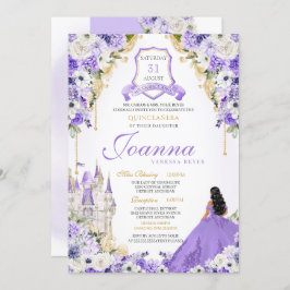 Lavender Lila & Gold Royal Princess Quinceanera Einladung