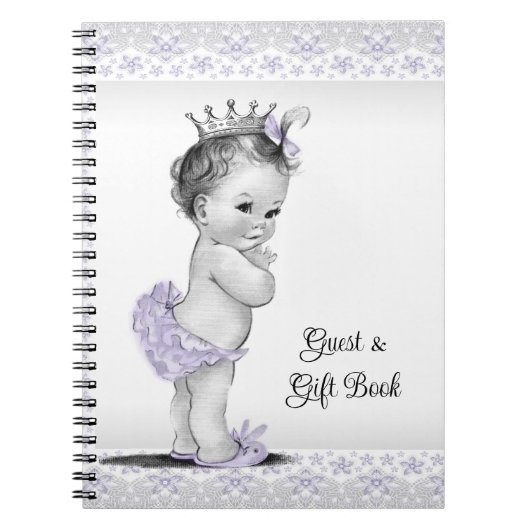 Lavender Lila Gray Baby Dusche Geschenkbuch Notizblock (Vorderseite)