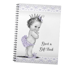 Lavender Lila Gray Baby Dusche Geschenkbuch Notizblock