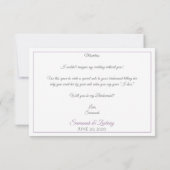 Lavender Lila & gray Be My Bridesmaid Card Karte (Rückseite)