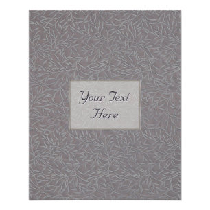 Lavender Lila Gray Embossed Leaf Vines Brocade Poster