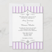 Lavender Lila Gray Nautical Wedding Einladung (Vorderseite)