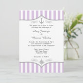 Lavender Lila Gray Nautical Wedding Einladung (Stehend Vorderseite)