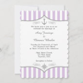 Lavender Lila Gray Nautical Wedding Einladung (Vorderseite)
